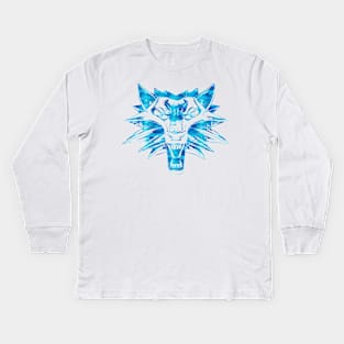 ✯ Wolf Head ✯ Watercolor stencil art style wolf sticker Kids Long Sleeve T-Shirt